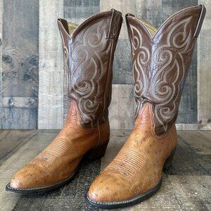 Tony Lama Vintage Ostrich Western Cowboy Boots Mens 9.5 D
